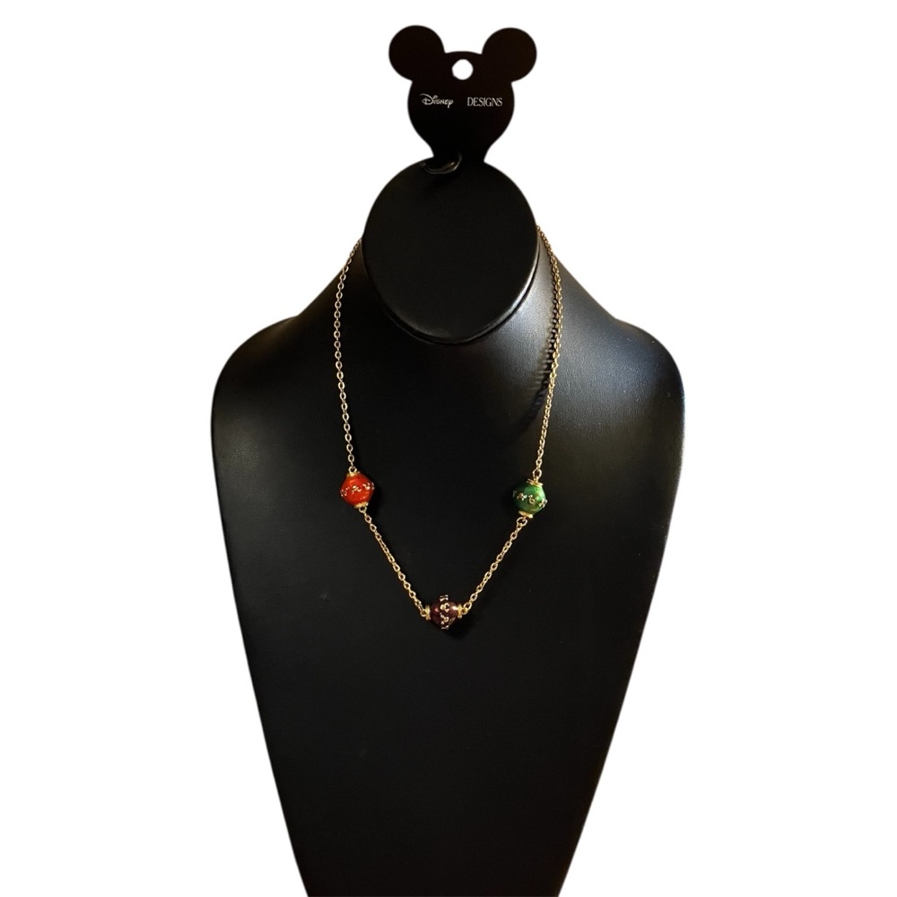 NWT Vintage Disney Designs Enamel Chinese Lantern Necklace Gold Tone